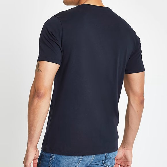 River Island Men's Navy 'Prolific' Embroidered Print Short Sleeve T-Shirt - Picture 3 of 4